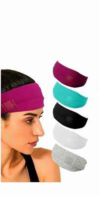 Pleated cochlear implant headbands